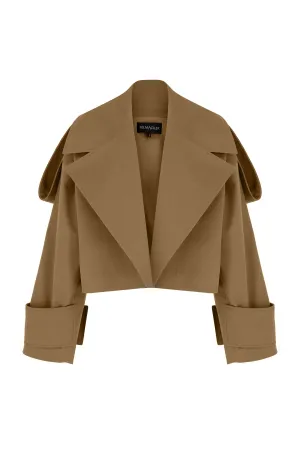 Camel Canvas Shoulder Detailed Jacket