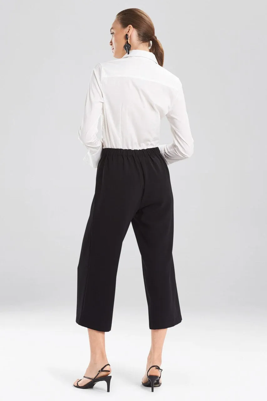 Solid Crepe Wide Leg Crop Pants